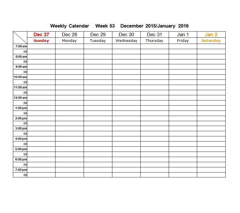 Weekly Calendar Template Pdf  Calendar Printable Week inside Printable Weekly Calendar With Times