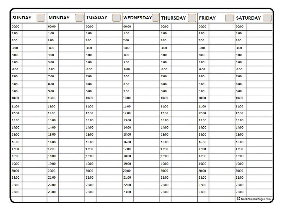 Weekly Calendar With Hours inside Blank Weekly Hourly Schedule