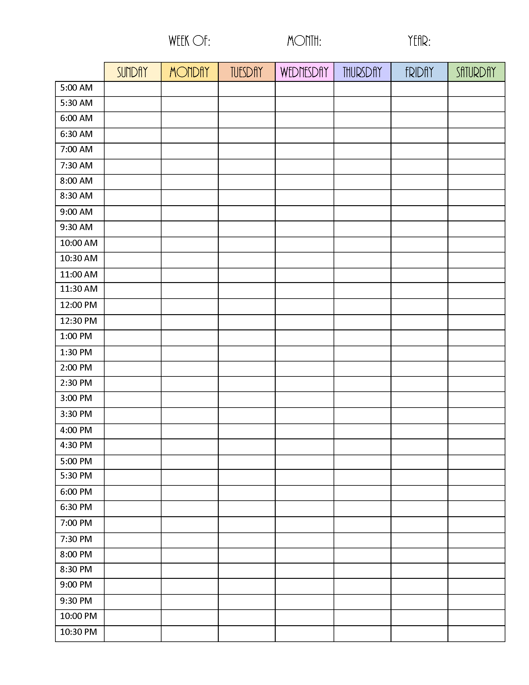 Weekly Planner for Weekly Hourly Planner Pdf