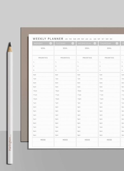 Weekly Planner Printable Weekly Hourly Planner Weekly intended for Weekly Hourly Planner Printable Pdf