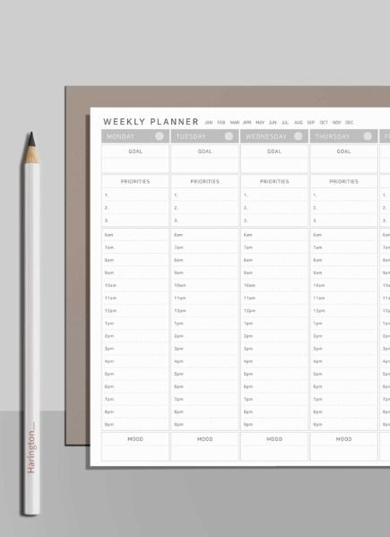 Weekly Planner Printable Weekly Hourly Planner Weekly with regard to Weekly Hourly Planner Pdf