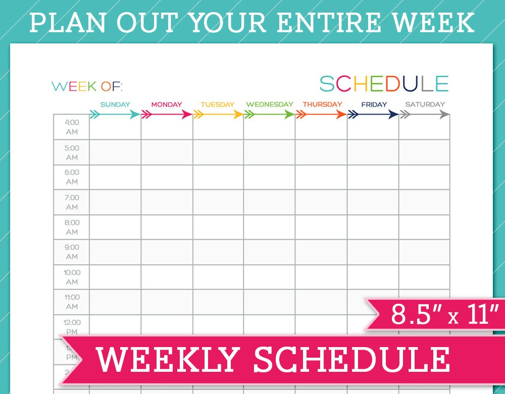 Weekly Schedule Template Printable  Printable Schedule within Blank Employee Schedule