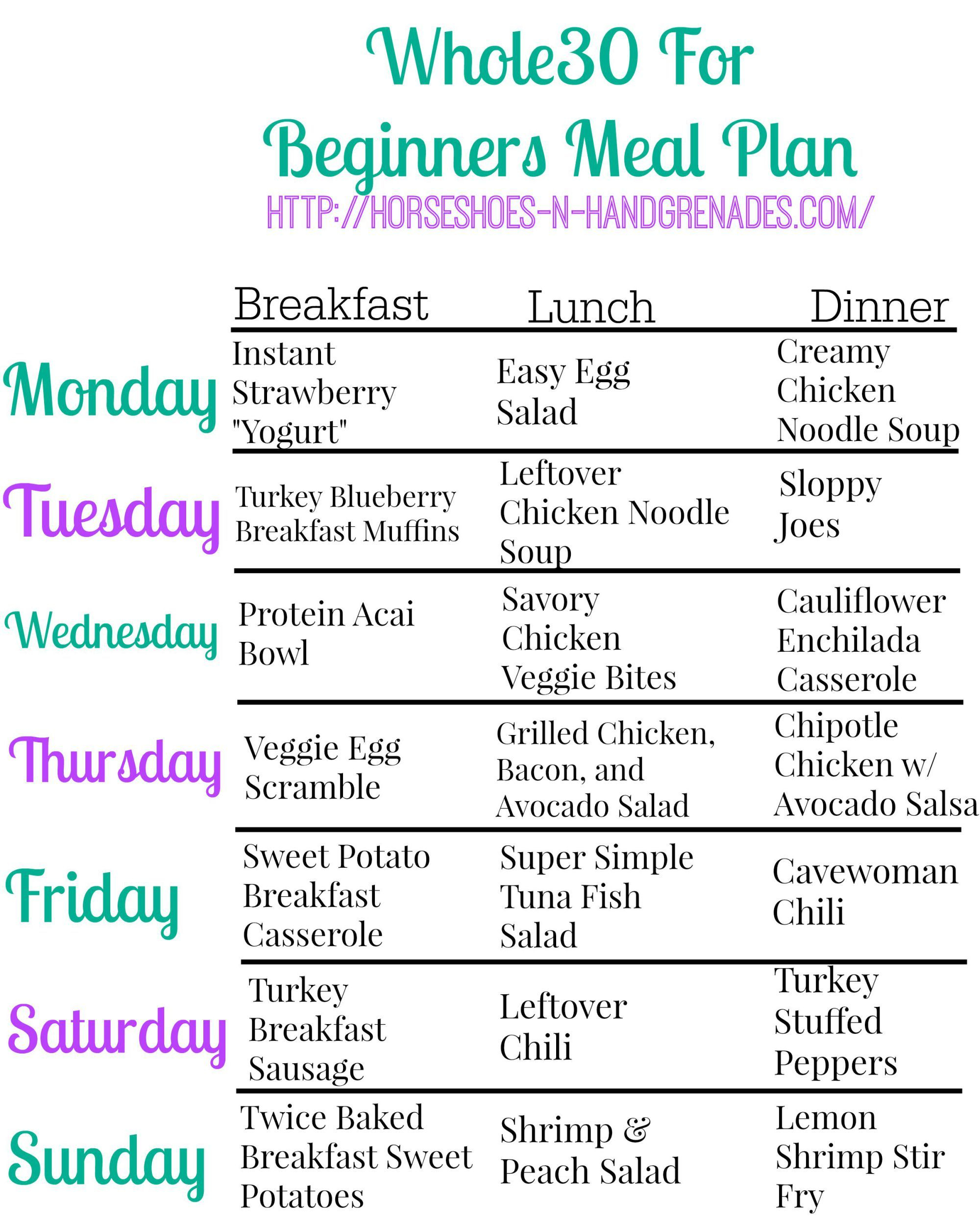 Whole30 For Beginners  Weekly Meal Plan ⋆ Horseshoes with regard to Whole 30 Calendar Printable
