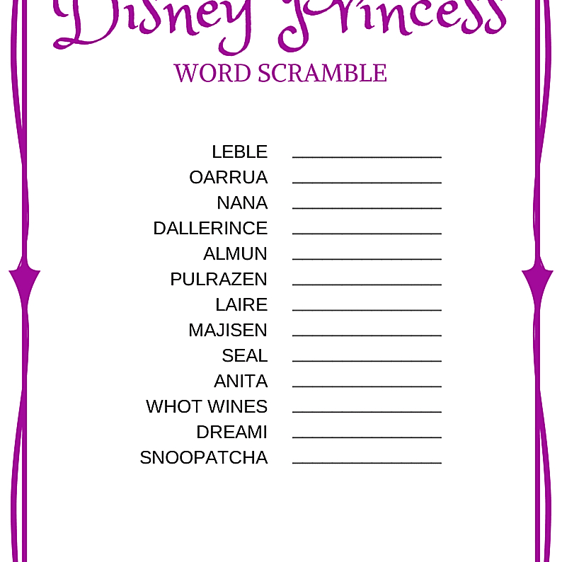 14 Free Disney Printable Word Searches, Mazes, Games for Princess Word Search Printable