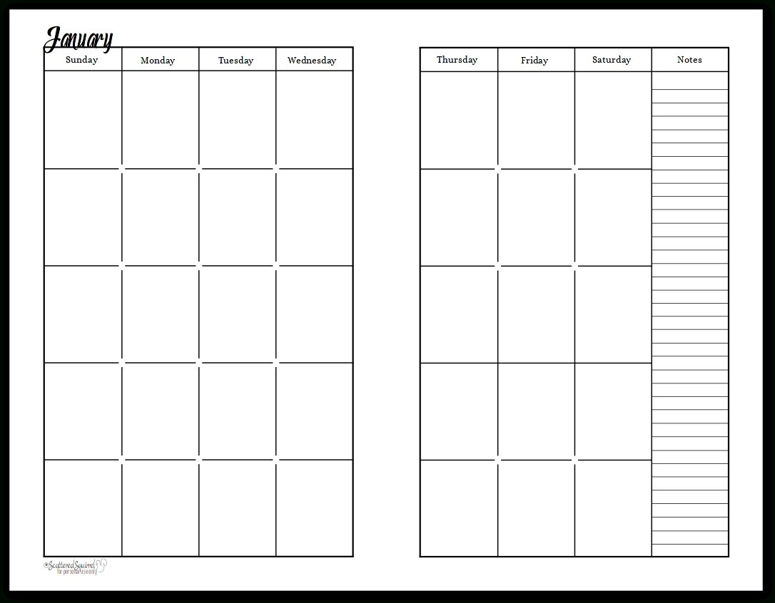 2 Page Monthly Planner Template | Calendar Template Printable inside Blank Quarterly Calendar