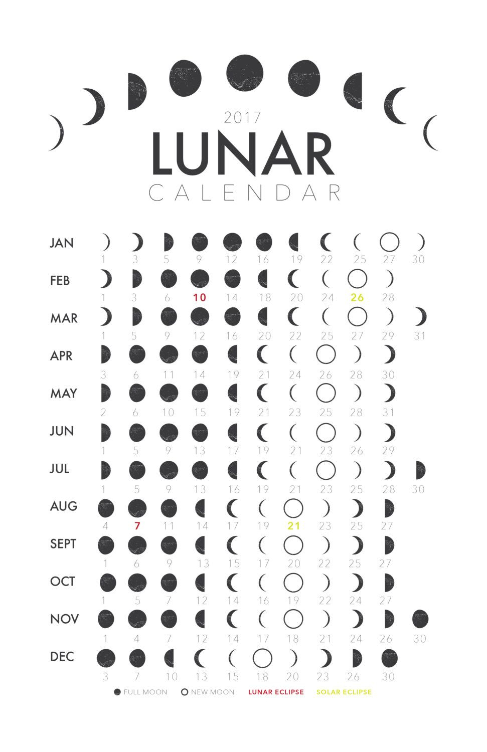 2017 Lunar Calendar Print By Goldfoxjewelry On Etsy intended for Calendar Lunar De Tuns