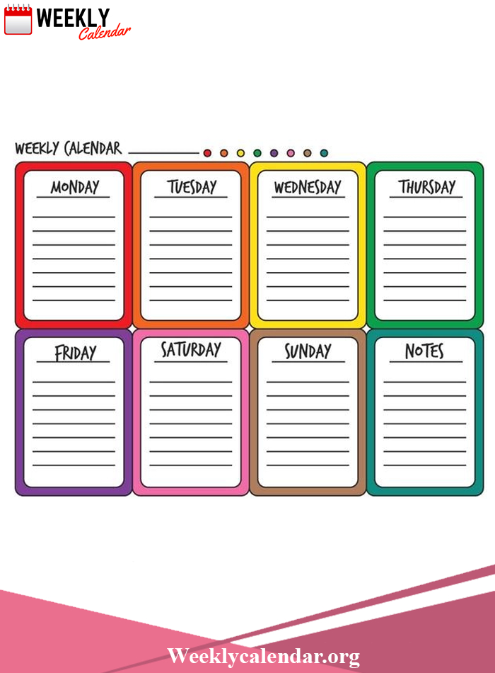 2019 Blank Weekly Calendar Printable In Pdf, Word &amp; Excel for One Week Blank Calendar Printable