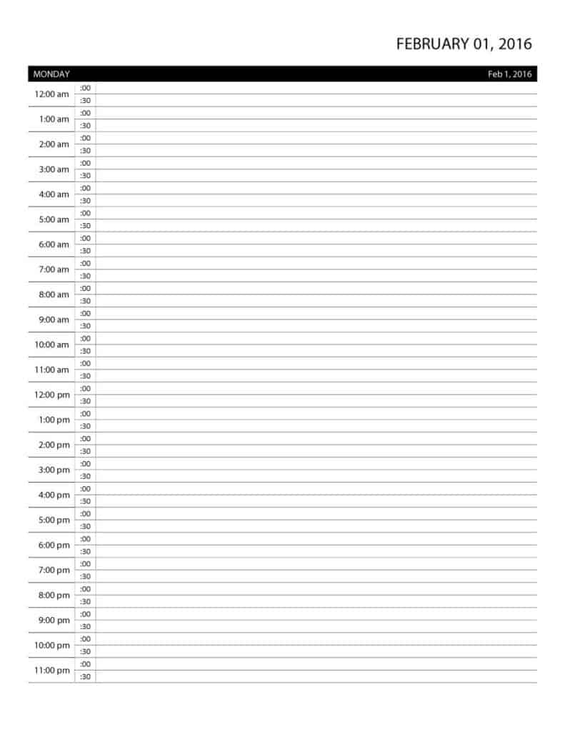 24+ Free Daily Schedule Templates &amp; Daily Planners Word within Free Hourly Planner Pdf