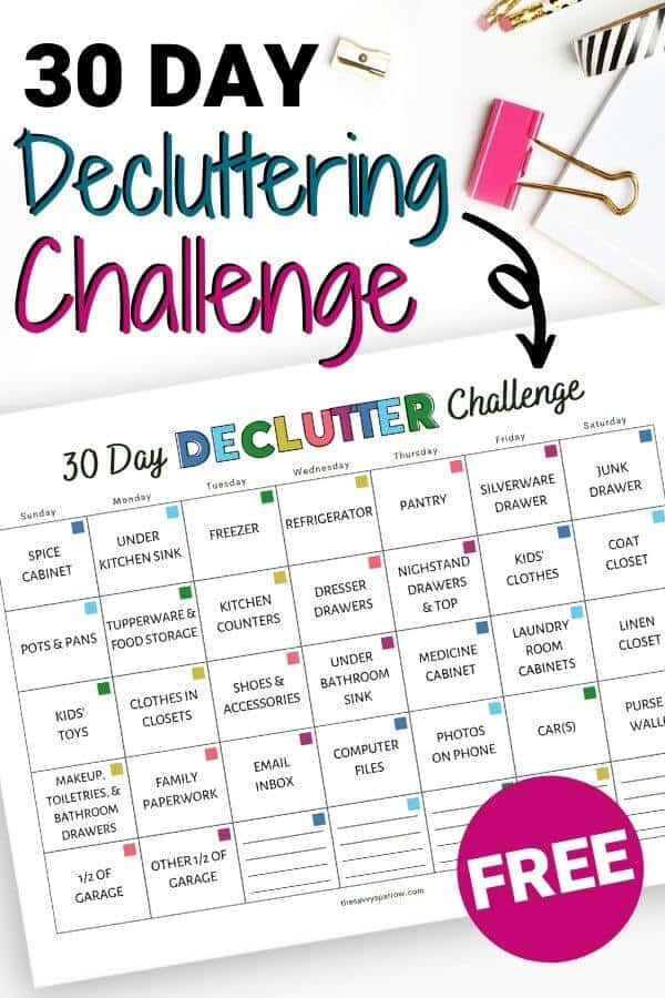 30 Day Decluttering Challenge With Printable Calendar for 30 Day Calender