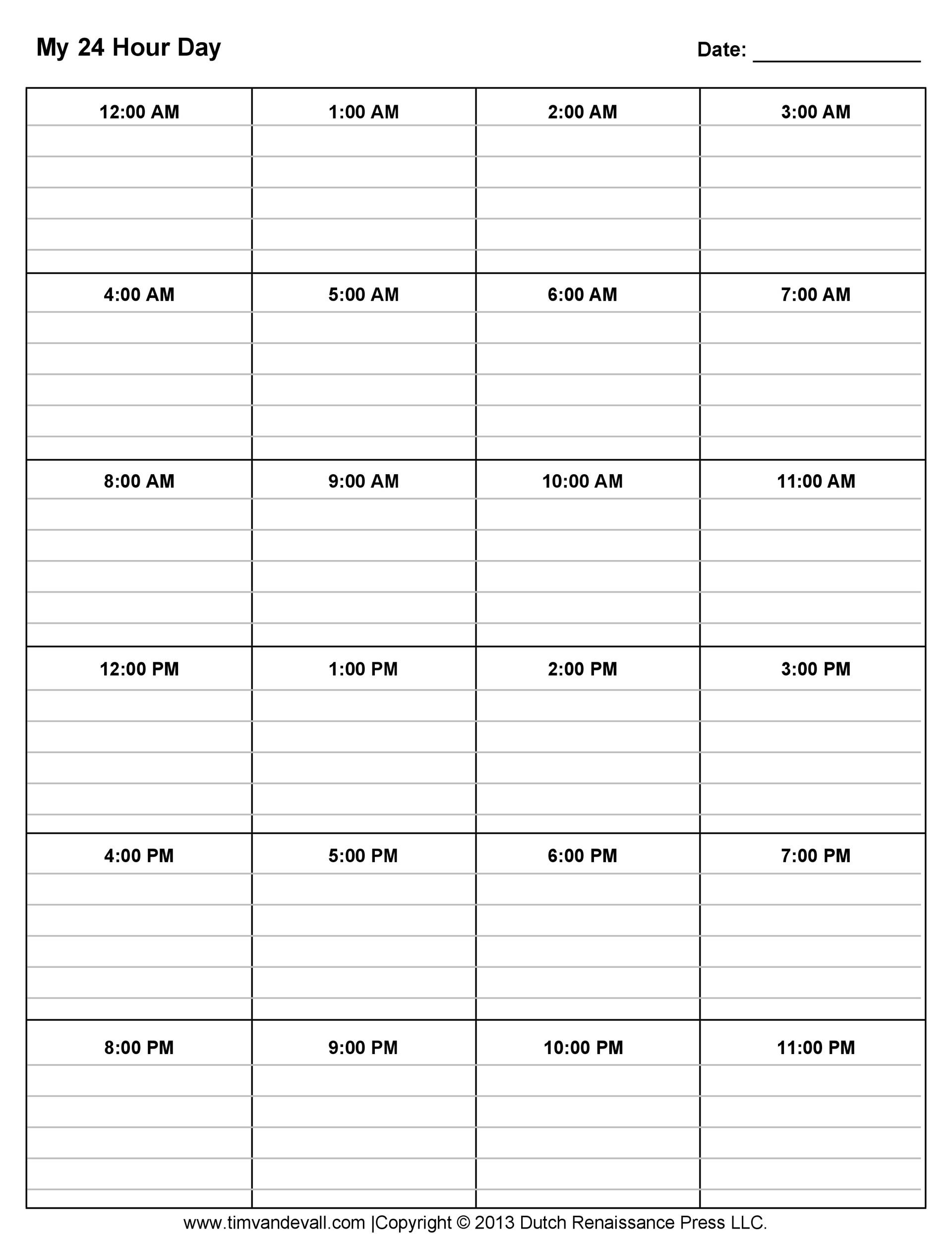 43 Effective Hourly Schedule Templates (Excel &amp; Ms Word) ᐅ pertaining to Blank Hourly Calendar