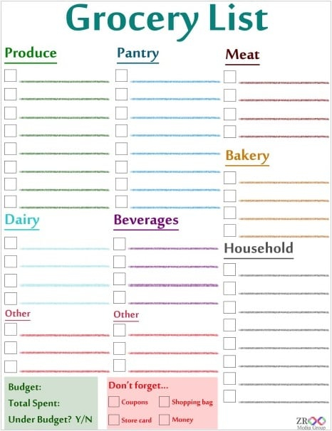 6 Grocery List Templates  Formats, Examples In Word Excel in Printable Blank Shopping List