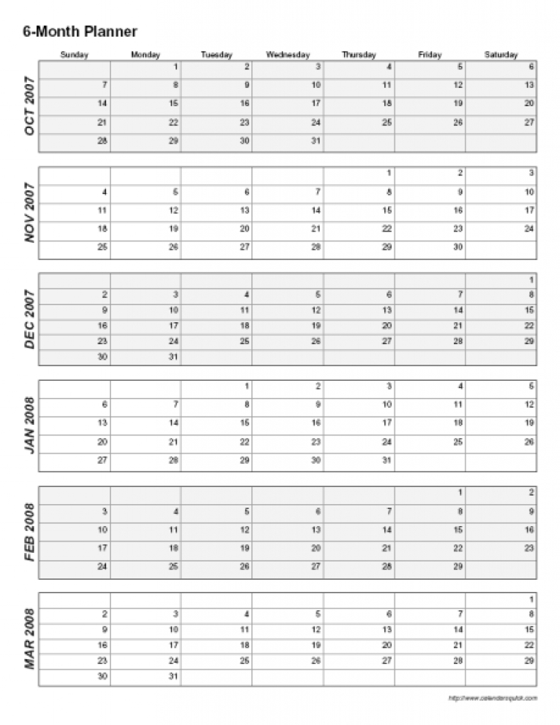 6 Month Calendar Planner Printable | Example Calendar for 6 Week Calendar Printable