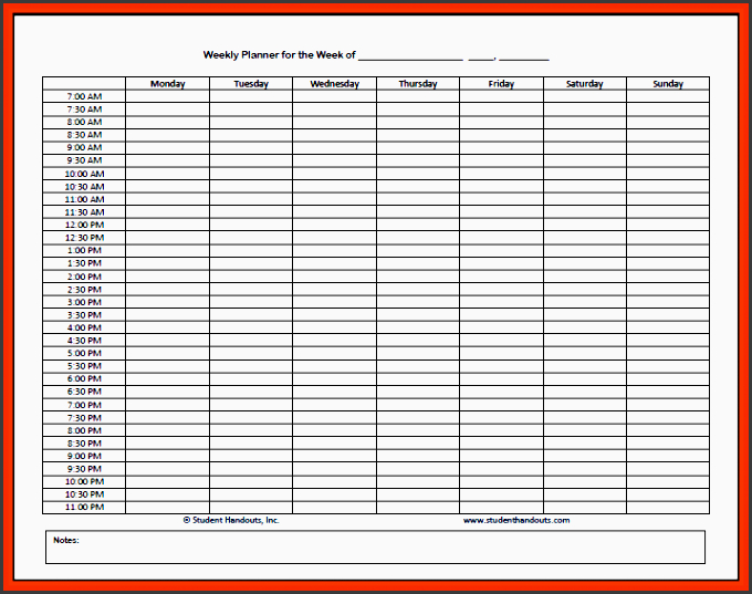 7 Employee Weekly Time Planner  Sampletemplatess inside Weekly Hourly Planner Template