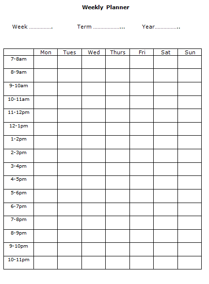 7+ Free Weekly Planner Template &amp; Schedule Planners (Word regarding Weekly Hourly Planner Printable