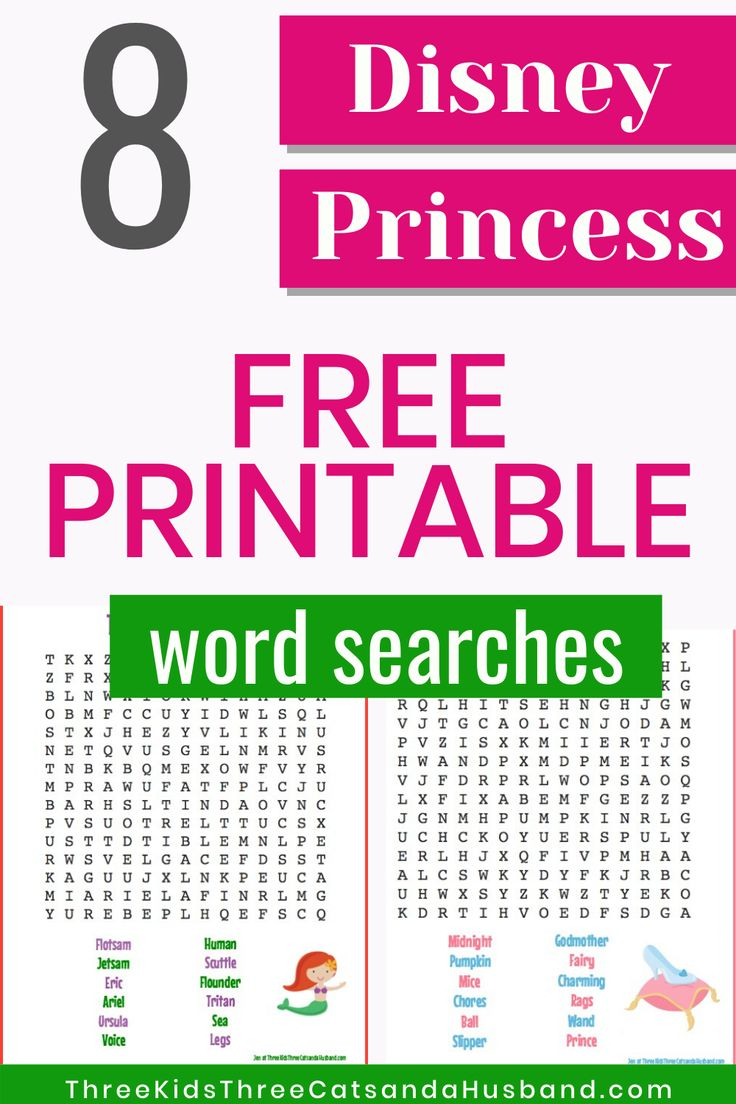 8 Free Printable Disney Princess Word Searches  In 2020 in Princess Word Search Printable