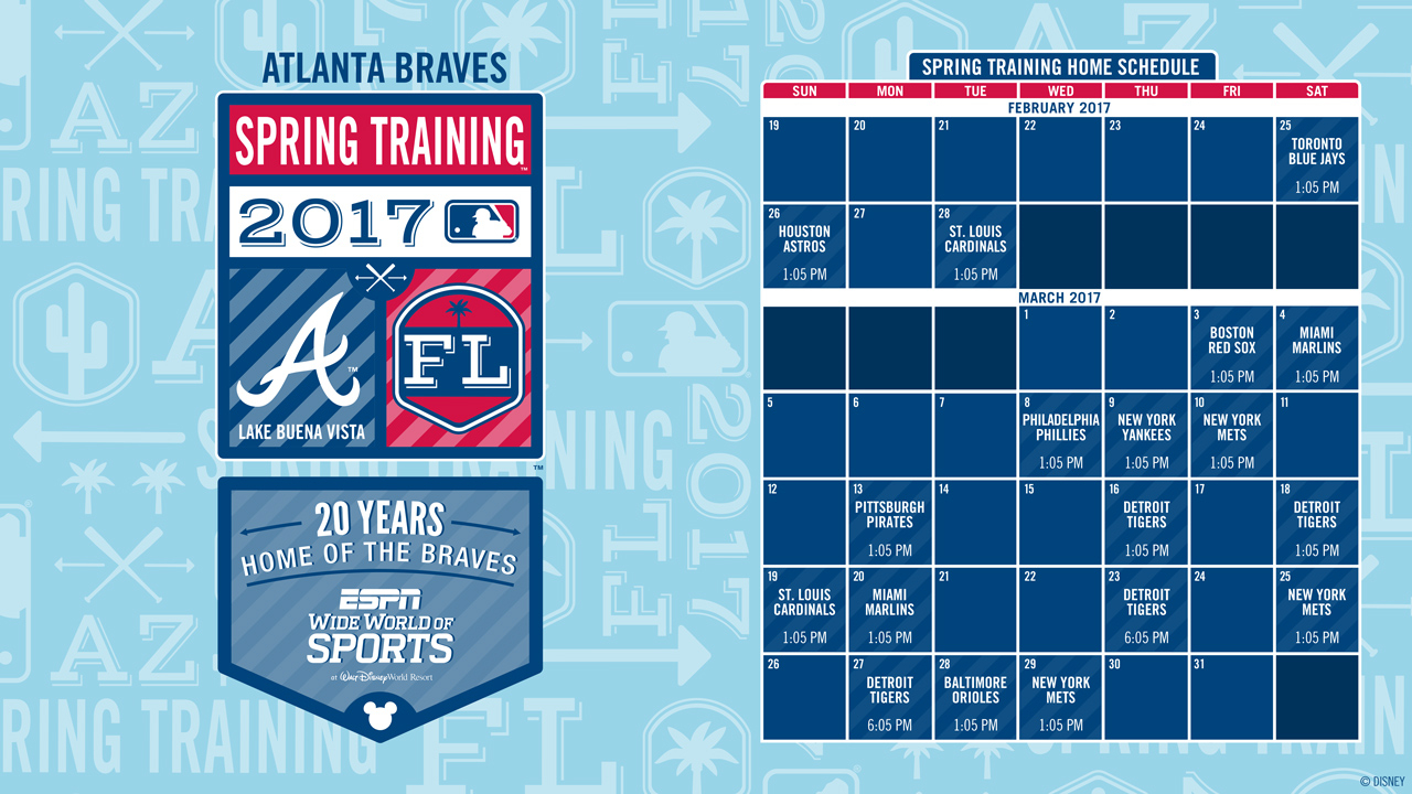 Atlanta Braves&#039; 20Th Annual Spring Training Schedule At regarding Atlanta Braves Schedule Printable