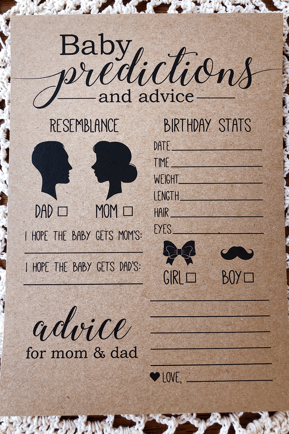 Baby Prediction Cards Baby Predictions Instant Download with Twin Gender Predictor