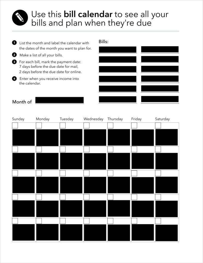 Bill Due Date Calendar Template  Calendar Inspiration Design within Bill Due Date Template