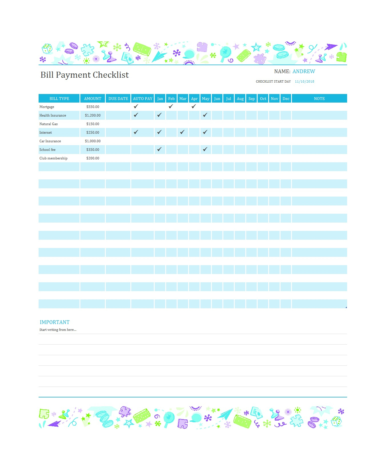 Bill Due Date Template Pdf | Example Calendar Printable in Bill Due Date Template