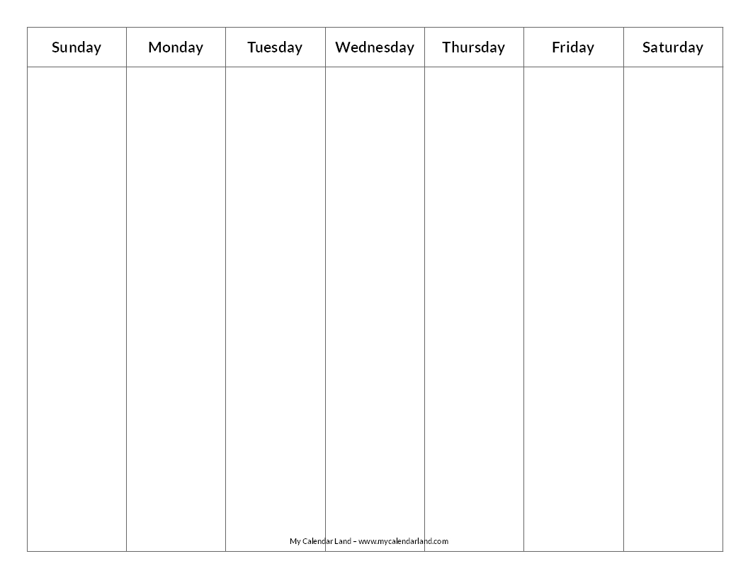 Blank Calendar Printable  My Calendar Land throughout Blank Calendar Grid Printable