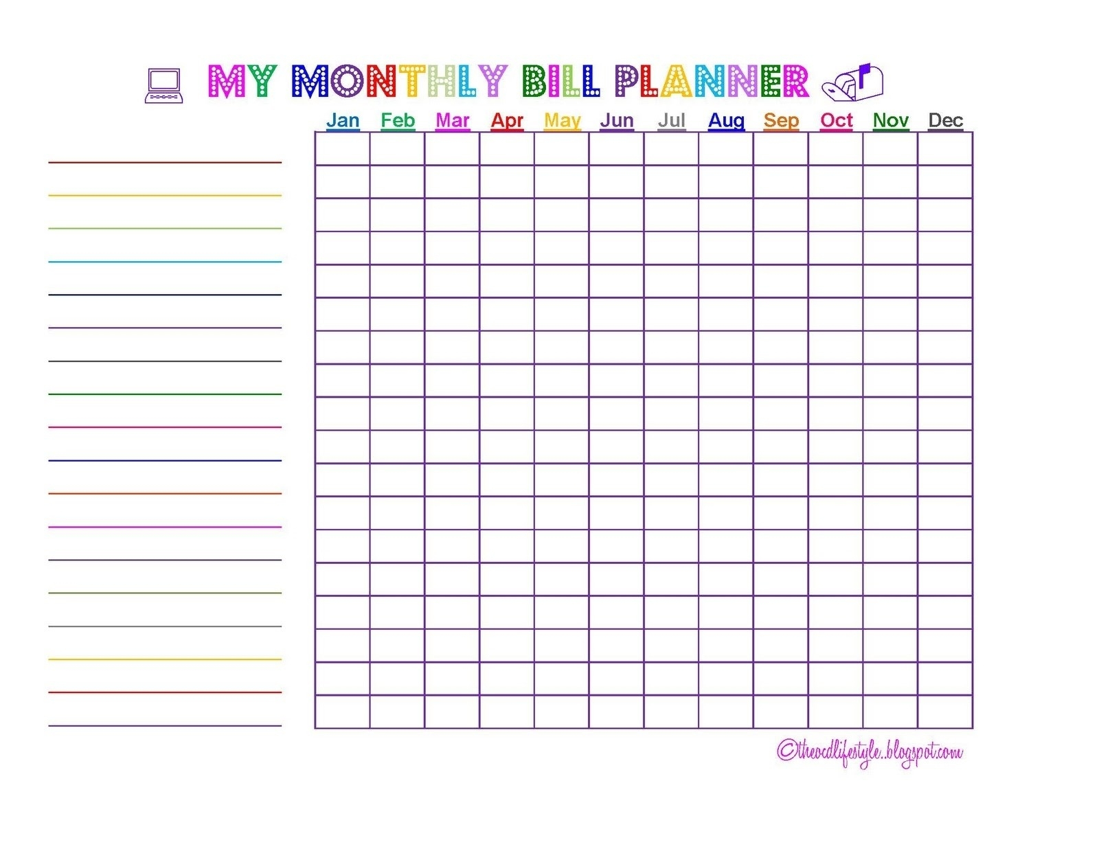 Blank Chart For Monthly Bills | Calendar Template Printable for Printable Bill Pay Calendar