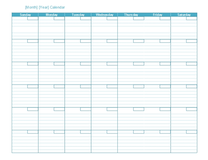 Blank Monthly Calendar With Lines :Free Calendar Template inside Blank Quarterly Calendar