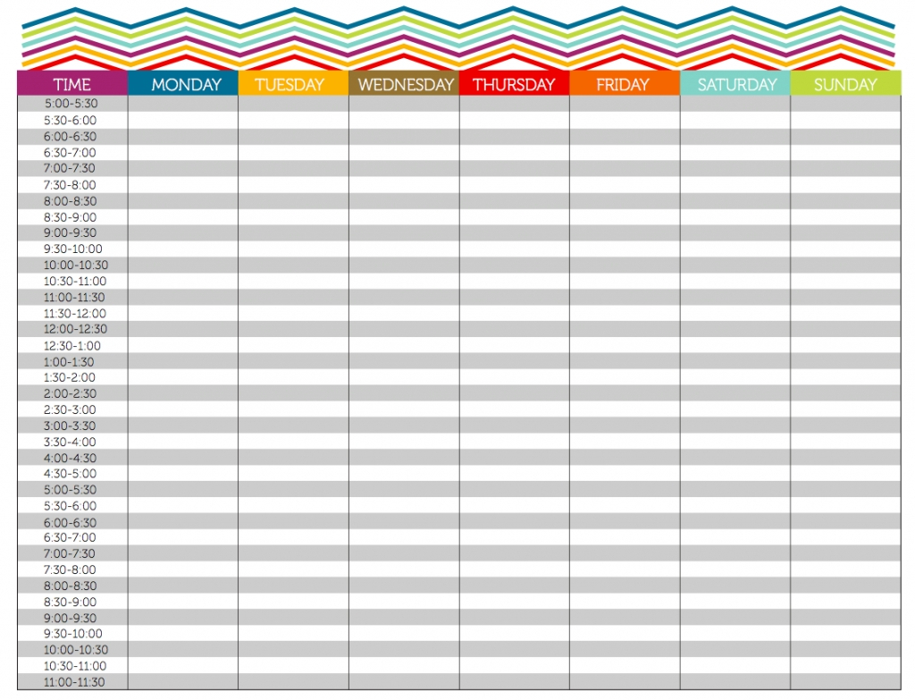 Blank Weekly Calendar 15 Minute Increments | Example for 15 Minute Time Slot Template