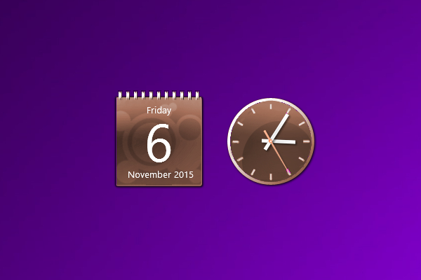 Brown Calendar And Clock Windows 10 Gadget  Win10Gadgets throughout Windows Calendar Gadget