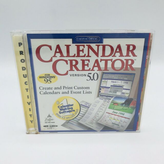 Calendar Creator Version 5.0 Creat And Print Calendars Windows 9598Nt Cdrom | Ebay for Windows Calendar Maker