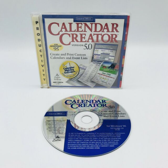 Calendar Creator Version 5.0 Creat And Print Calendars Windows 9598Nt Cdrom | Ebay inside Windows Calendar Maker