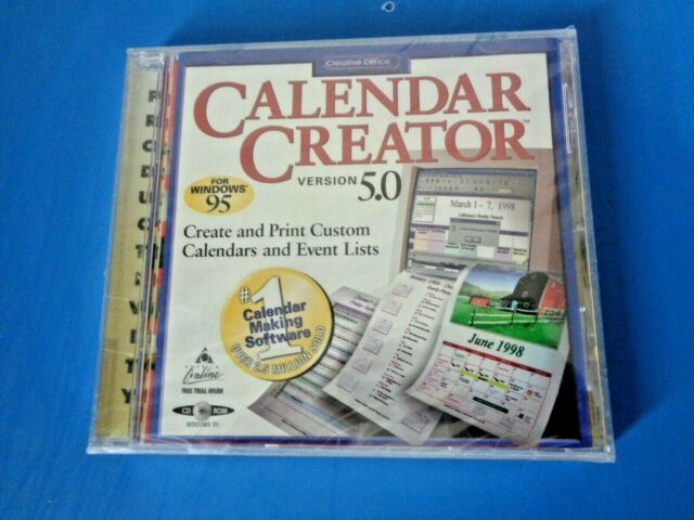 Calendar Creator Version 5.0 Create &amp; Print Calendars Windows 9598 Cdrom | Ebay for Windows Calendar Maker