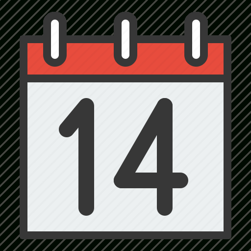 Calendar, Date, Day, Fourteen, Schedule Icon pertaining to Calendar Day Icon Generator