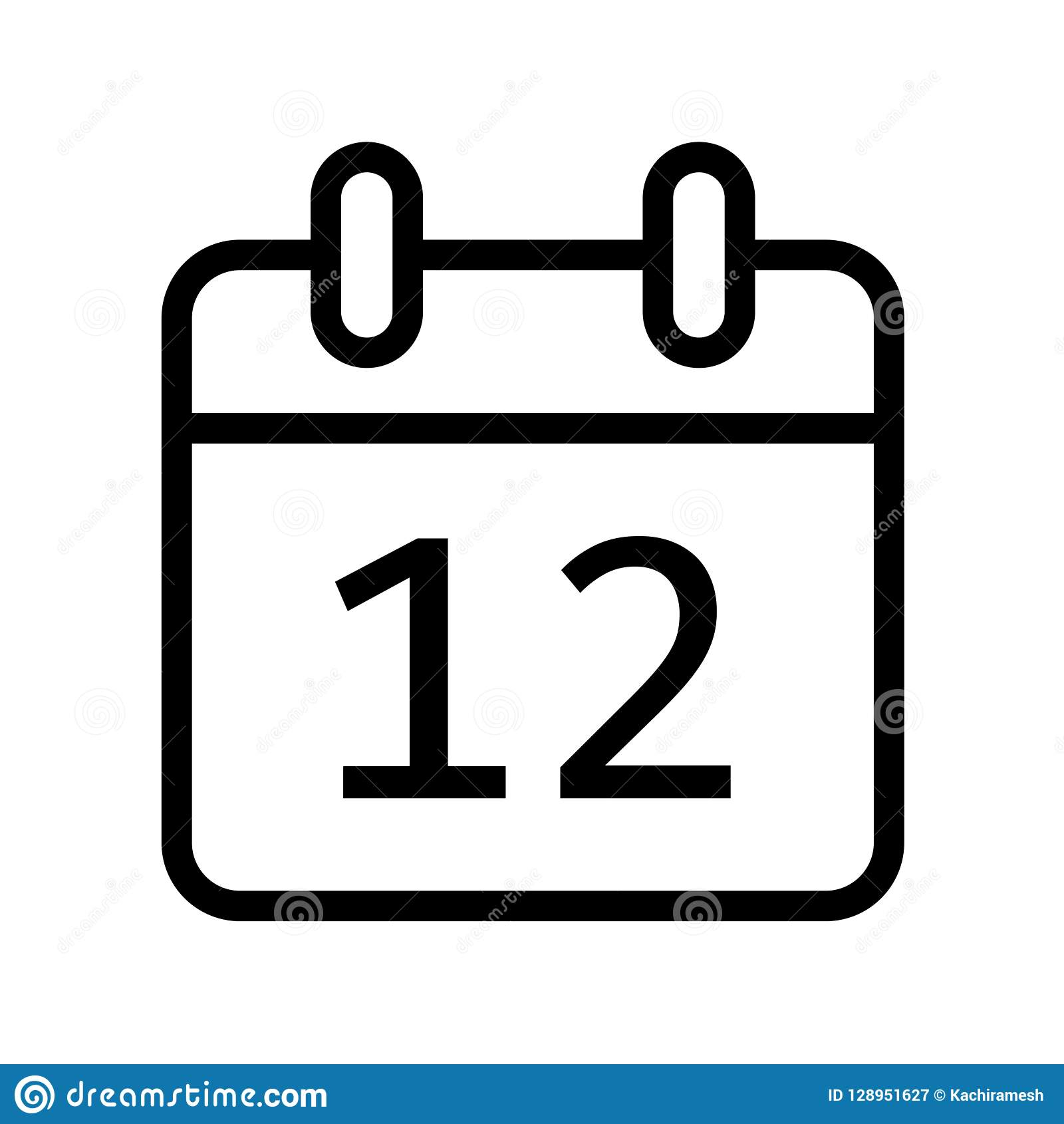 Calendar Day Twelve Date Icon Stock Vector  Illustration Of Event, Holiday: 128951627 pertaining to Calendar Day Icon Generator