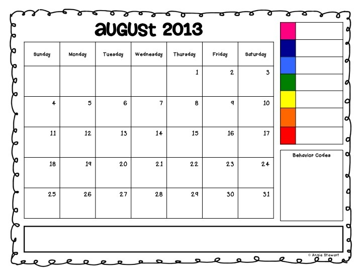 Calendar June: Editable Behavior Chart within Free Monthly Behavior Chart