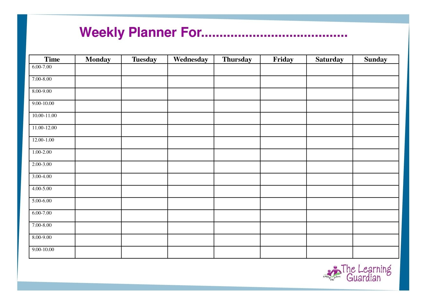 Calender Templates Printable Hourly | Calendar Template with Weekly Hourly Planner Printable