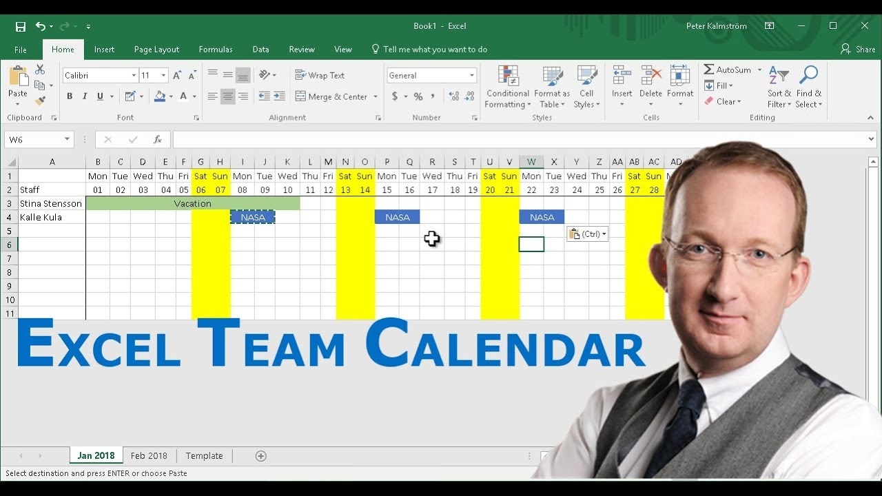 Create A Team Calendar In Excel  Youtube intended for Calendar From Excel Data