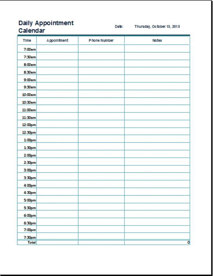 Daily Appointment Calendar Printable Free | Printable in Printable Weekly Appointment Planner