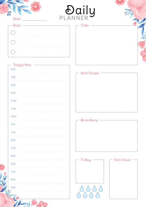 Daily Planner Printable Template | Template Business Psd throughout Free Hourly Planner Pdf