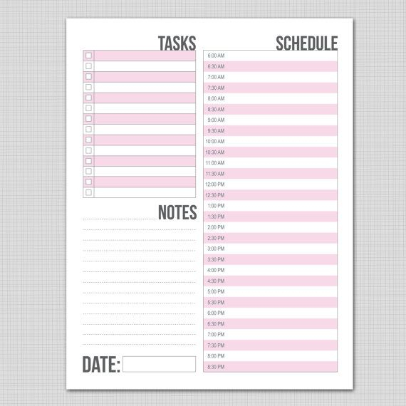 Daily Schedule Planner  Task List Templates intended for Free Hourly Planner Pdf