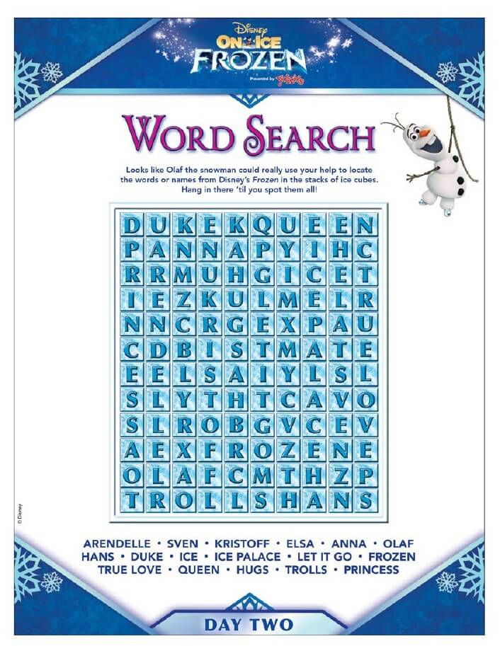 Disney Frozen Activitycoloring Sheets  Babushka&#039;S Baile inside Princess Word Search Printable