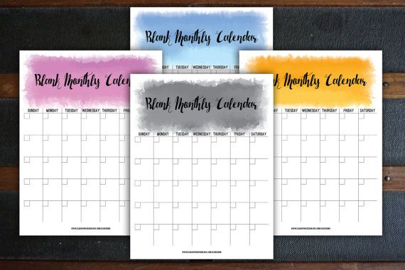 Diy Printable Blank Monthly Calendar, Watercolour Monthly regarding Blank 4 Month Calendar