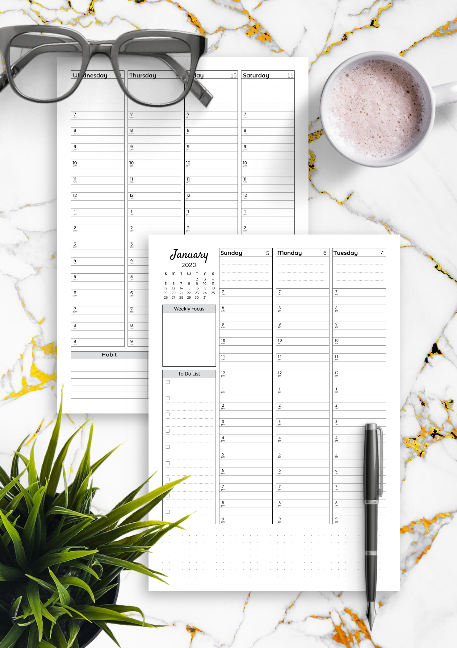 Download Printable Weekly Hourly Planner With Todo List Pdf pertaining to Weekly Hourly Planner Template