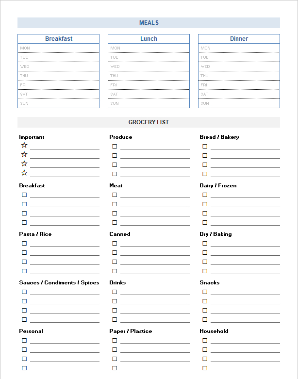 Editable Blank Grocery List Template Excel In 2020 in Printable Blank Shopping List