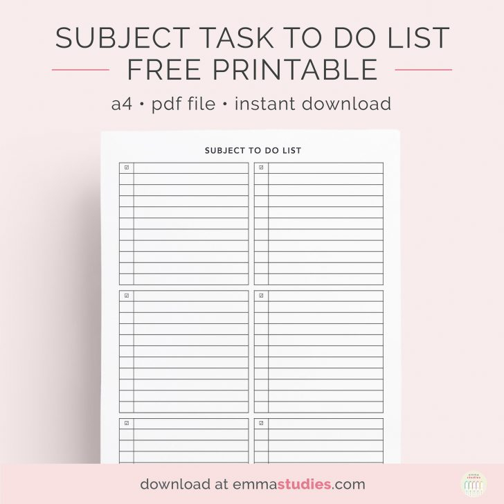 Emma&#039;S Studyblr — Subject Task To Do List Free Printable intended for Emma Studyblr Printables