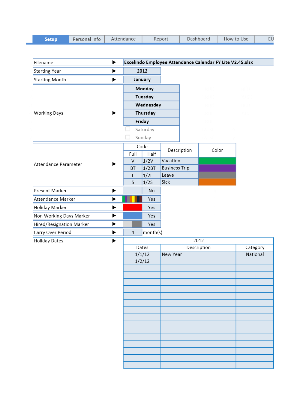 Employee Attendance Calendar And Vacation Planner throughout Employee Attendance Calendar