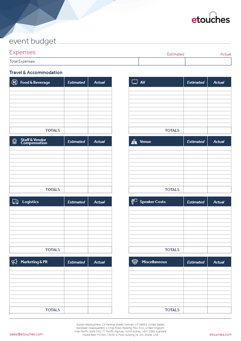 Event Budget Spreadsheet Pertaining To Event Planner inside Event Management Plan Template Excel