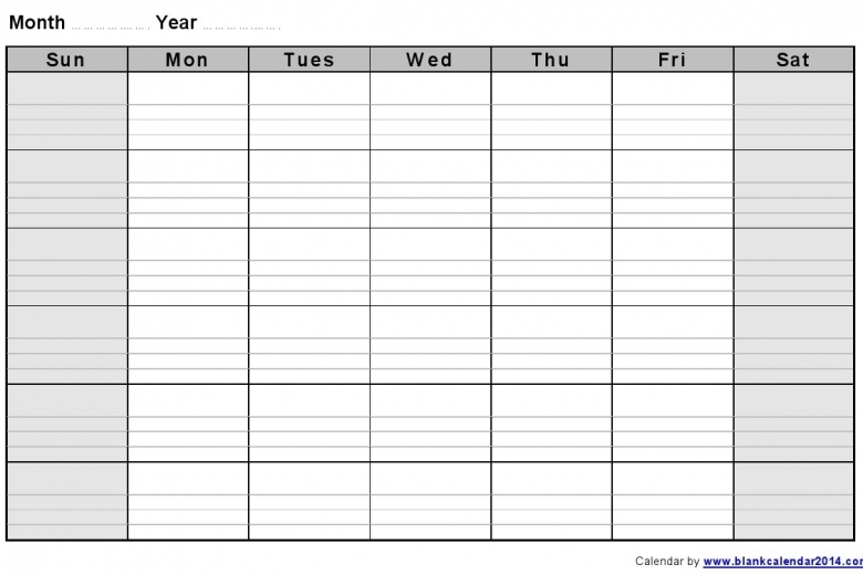 Fill In Printable Monthly Calendar :Free Calendar Template for Fill In Calendar Template