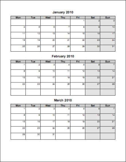 Free 3 Month Calendar Printable | Monthly Calendar intended for 3 Month Blank Calendar