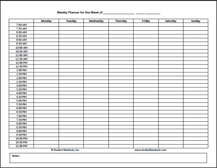 Free Appointment Schedule Template Monday Thru Friday for Printable Weekly Appointment Planner