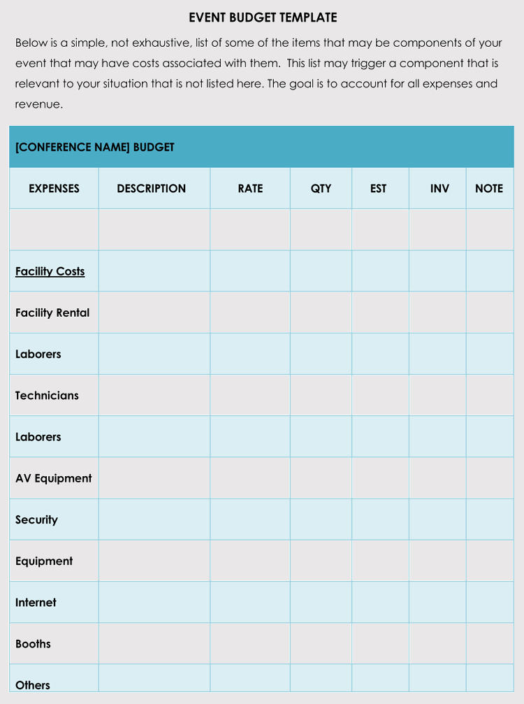 Free Event Budget And Cost Planning Templates (Excel throughout Event Management Plan Template Excel